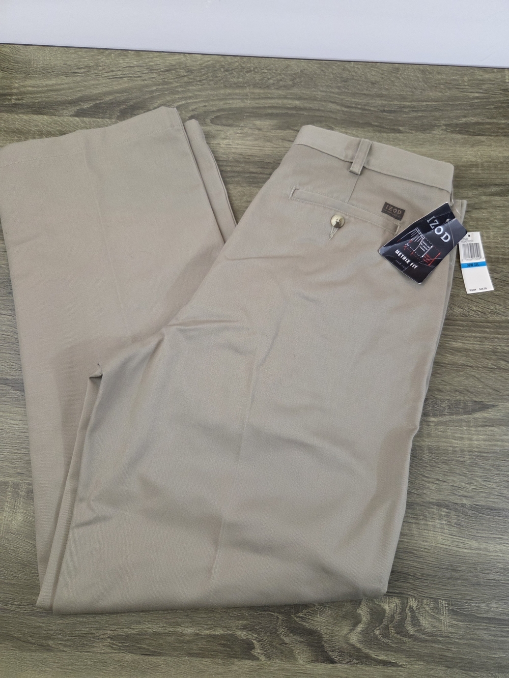 IZOD Chino Pants Men's 36x32 Tan Khaki Flat Front Cotton Preppy NEW